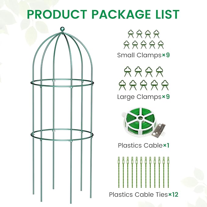 SUNYRISY 3 Pack Metal Plant Support Cage for Tomato Peony Cucumber, 31.5in H Garden Arch Obelisk Trellis for Climbing Plants Supports Outdoor for Vine Vegetables Flowers, Green