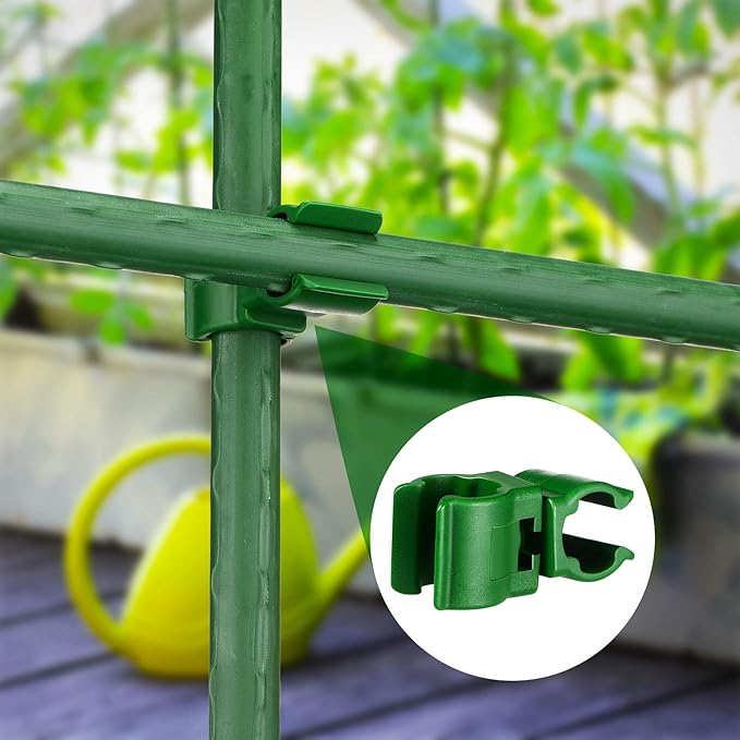 Adjustable Plant Trellis Connector Clip Plastic Connector Stakes Garden Plastic A-Type Connecting Joint Buckle Clip for Gardening Metal Steel Plant Supports(50 Pieces,11 mm)