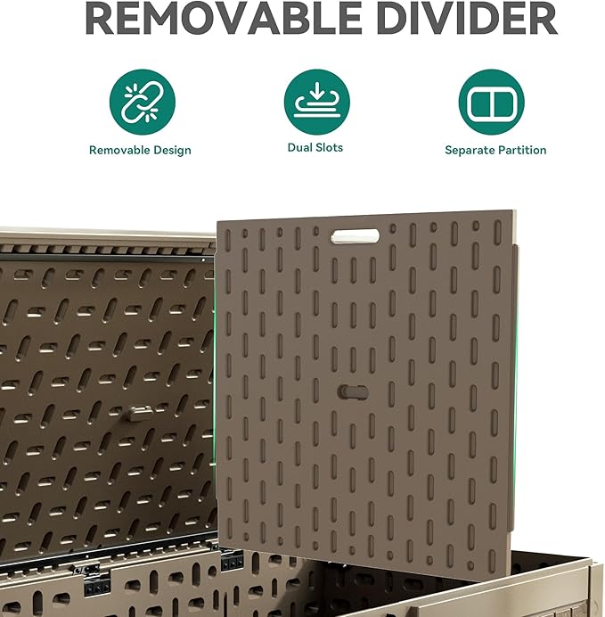 YITAHOME 320 Gallon Double-Wall Deck Box with Divider & Side Handles, Outdoor Large Storage for Patio Furniture Cushions, Garden Pool Accessories, Water Resistant & Lockable