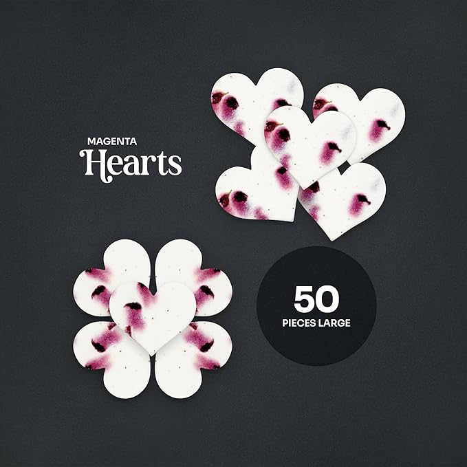 50pcs Large Magenta Heart Seed Paper – Plantable & Writable Wildflower Seed Paper, Gift for Mom This Mother’s Day, Use for Shower Favors, Weddings, Heart Party Favors or Life Events