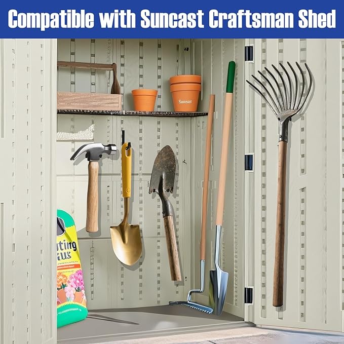 21 Pcs Storage Shed Tool Hooks Compatible with Suncast Shed Accessories, Heavy Duty ABS Shed Organizer for Garden Tools, Ladders and Hoses, Replacement for Craftsman and Lifetime Sheds