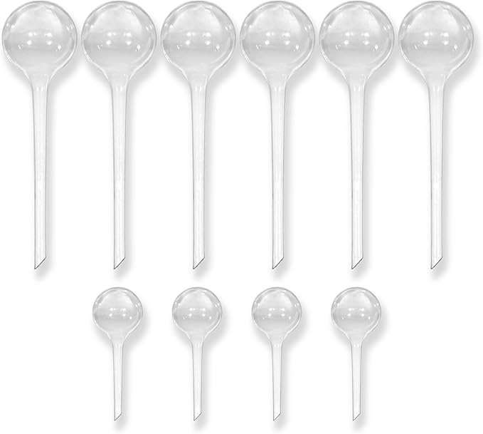 Automatic Plant Watering Globes, Self Watering Planter Inserts (Set of 10) | Clear Plastic Bulbs | 6 × 300ml + 4 × 70ml | Indoor & Outdoor Use
