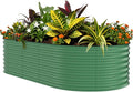 Garvee 8x4x2ft Galvanized Raised Garden Bed, Oval Metal Planter Box with Anti-Cut Safety Edges, 479 Gallons Rust-Resistant Deep Root Planter for Outdoor Vegetables, Flowers, Herbs, Green