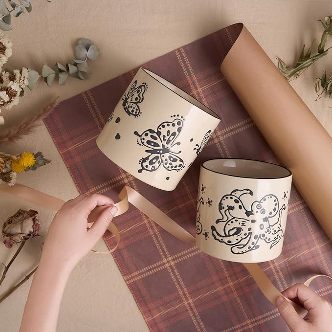 5 Inch Ceramic Plant Pots with Drainage Holes, Small Round Flower Pots for Indoor Plant, Unique Animal Flower Planters (Sea Turtle)
