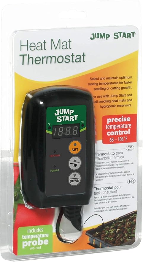Jump Start MTPRTC Hydroponic Seedling Heat Mat Digital Thermostat Controller for Hydrofarm Heat Mats Used in Gardens, Terrariums, and Brewing, 2 Pack