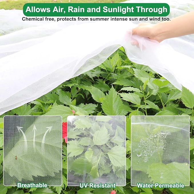 KLEWEE Thicker Garden Netting for Raised Beds, 10 x 33 FT Ultra Fine Garden Mesh Netting Barrier Screen Protection Netting for Vegetable Plants Fruits Flowers Crops Row Covers