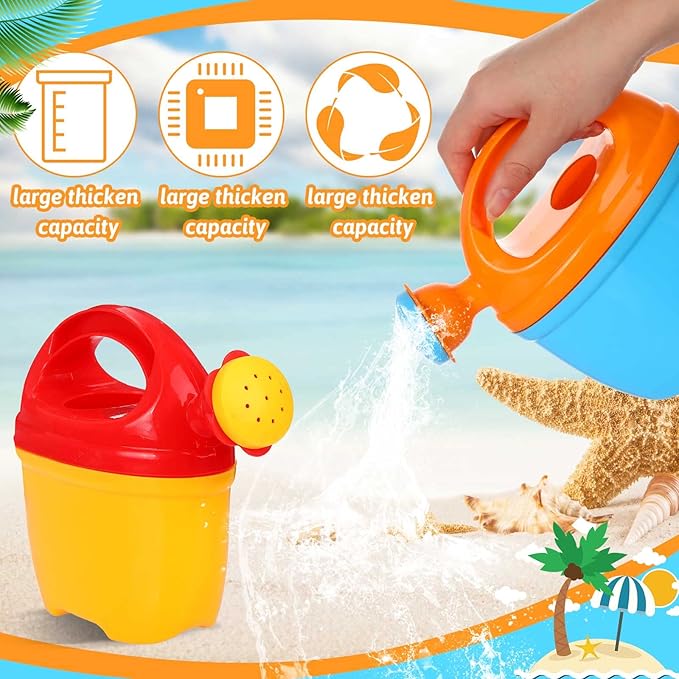 4 Packs Watering Can Garden Equipment Toy Sand Toys Interesting Plastic Watering Can Plant Garden Watering Can Toys Bath Toys for Girls and Boys Gardening Beach Tools, 3 Colors