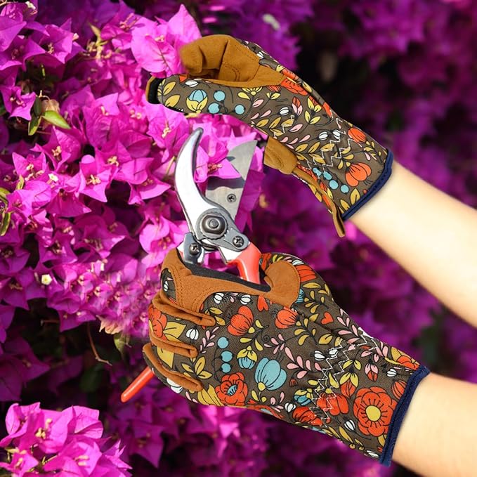 Leather Gardening Gloves for Women Thorn Proof Garden Gloves Touch Screen Working Gloves Gifts