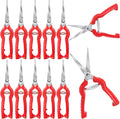 Lasnten 12 Pcs Needle Nose Pruner Bulk 8.3"" Extra Long Edge Stainless Steel Pruning Shears Hand Pruning Snips Fruit Trees Bonsai Garden Scissors Tool, Red, HIU-Lasnten-1222