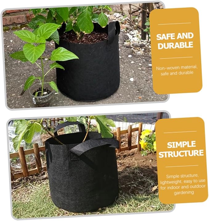 Luxshiny 6pcs Nonwoven Felt Plant Growing Bags with Handles, 35x30cm Thickened Garden Nursery Grow Bags for Vegetables Flowers Indoor Outdoor Planting