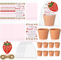 Ctosree 50 Sets Strawberry Baby Shower Favors for Guests a Berry Sweet Baby Is on the Way Seed Packets Include Self-adhesive Seed Packets Flowerpot Thank You Tags Organza Bags for Gender Reveal Party