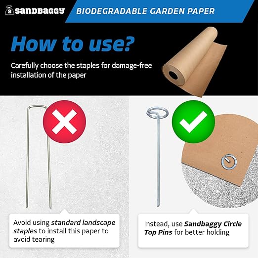 Sandbaggy Biodegradable Landscape Fabric - Garden Paper for Weeds - Paper Mulch Rolls - Made in America (2 ft x 475 ft, 1)