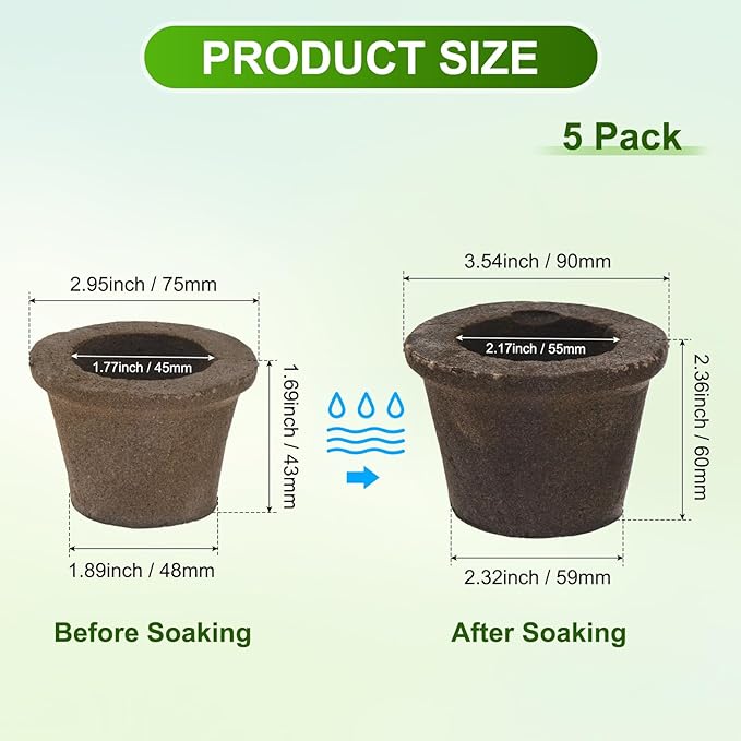 M METERXITY 5-Pack Grow Sponges, 3.5x2.3x2.4 Inch Replacement Root Growth Sponges Seed Pods for Plant Rooting/Seed Germination/Hydroponic Gardens System Supplies, Starter Plug for Seeds