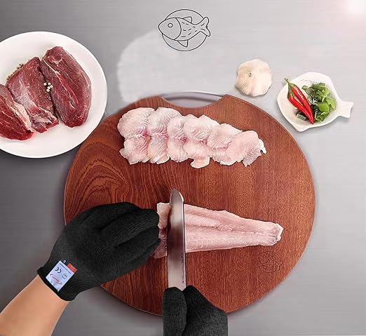 Cutting Gloves, 1 Pairs of Cut Resistant Gloves Food Grade, Cut Resistant Gloves for Kitchen, Oyster Shucking, Fish Fillet Processing, Carving Wood and Gardening(Small-Black)