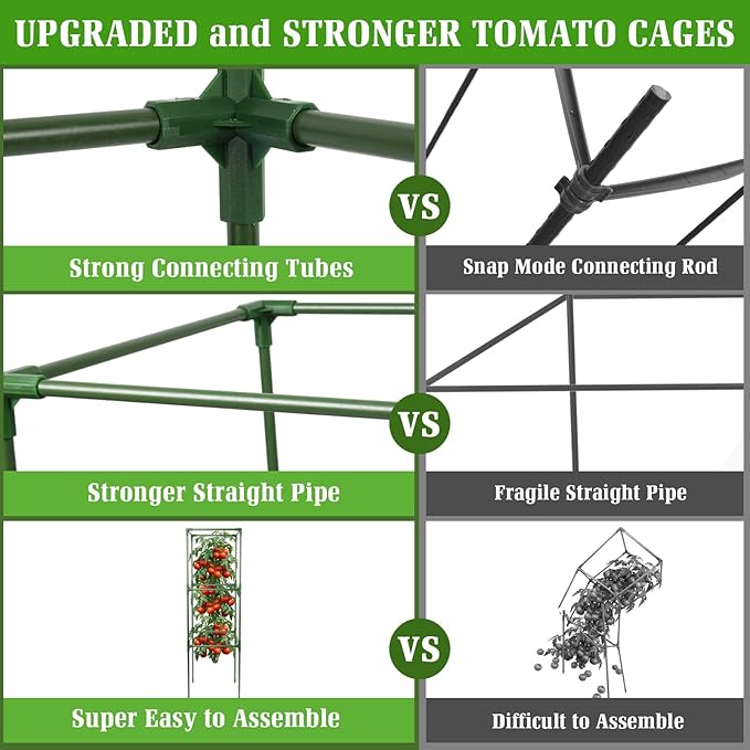 BobbleT Tomato Cages with Fabric Raised Garden Bed - 3 Pack 41" Adjustable Heavy Duty Square Trellis Supports with 86 Gallon Grow Bag, Reusable Outdoor Planter Kit for Tomatoes & Climbing Plants