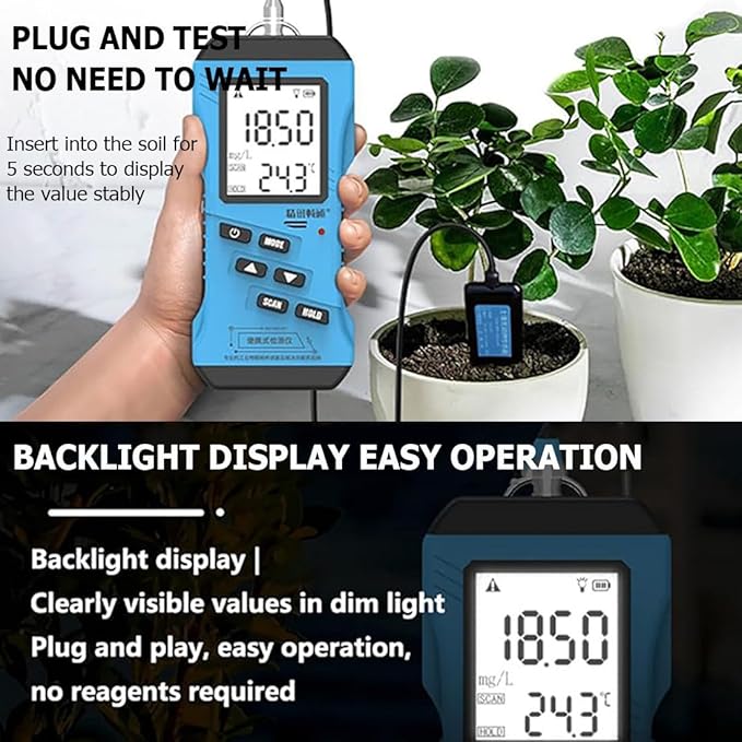 High Accuracy Digital Sensitive Soil Fertility Test,7 in 1 Soil Tester, Nitrogen,Phosphorus,Potassium Npk Tester,Ph Moisture, Nutrient Conductivity, Ec Meter