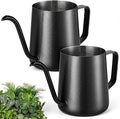 2 Pcs Small Watering Can for Indoor Plants, 12 Oz/350 ml Mini Plant Watering Pot with Long Spout and Scale 304 Stainless Steel Tiny Watering-can for Outdoor Indoor Plants Garden(Black)
