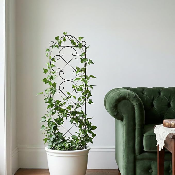 Garden Trellis 4 Pack 56'' H x 13.8'' W Metal Plant Climbing Trellis Suitable for Potted Plants Indoor and Outdoor Climbing Plants Flower Ivy Clematis Black