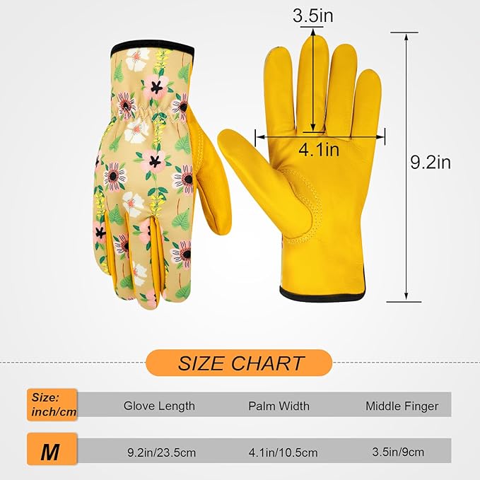 Gardening Gloves for Women Thorn Proof Tough Leather Garden Gloves Yard Work Gloves for Weeding Digging Planting