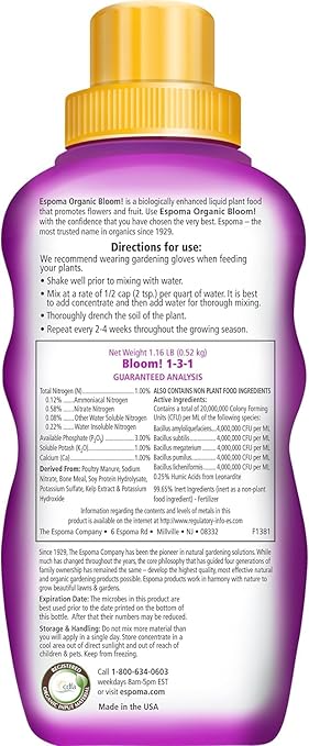 Espoma Organic Bloom Liquid Blossom Booster 16 Oz & Grow All-Purpose Liquid Plant Organic Food 16 Oz Concentrate