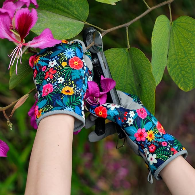 Trifabricy Gardening Gloves for Women, Breathable Leather Garden Gloves with Grip, Thorn-Proof Puncture-Resistant Work Gloves