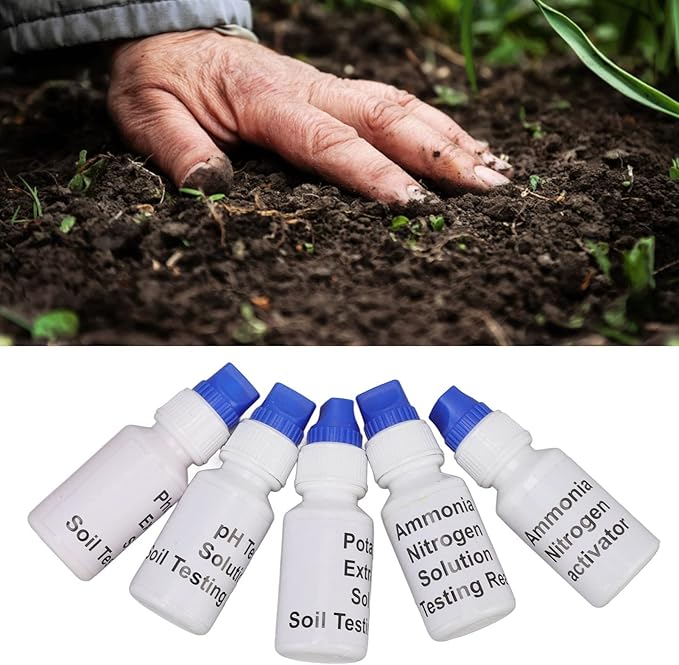 Soil Test Liquid Solution, PH Nitrogen Phosphorus Potassium Measuring Soil Test Kit, Accurate Nutrient and pH Analysis with Recommendations Tailored to Your Soil Plant Needs,Grow The Best Lawn Garden