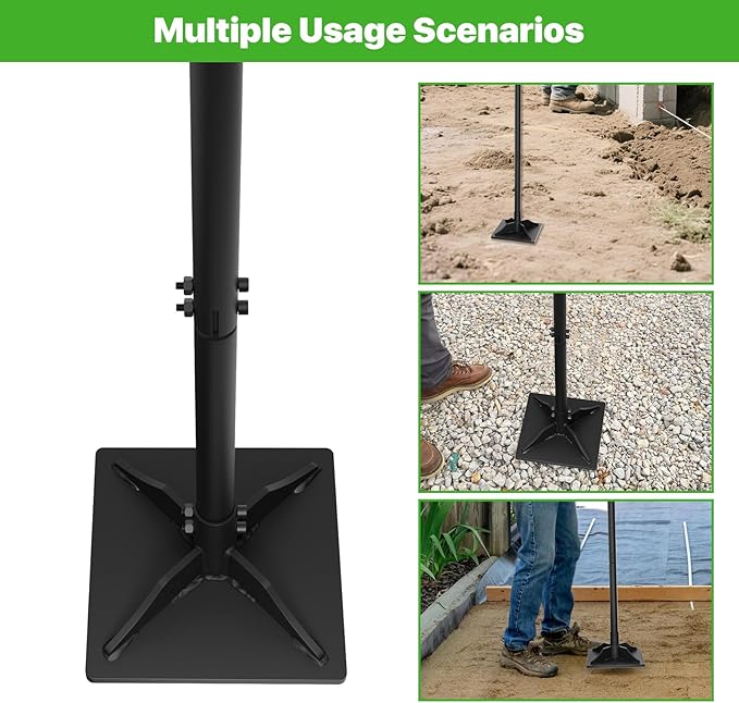Steel Tamper Tool, 49 inch Hand Tamper with Heavy Duty 8"x8" Metal Tamper Head, Long Handle Garden Tamper Tool for Dirt, Landscaping, Soil, Ground, Sand, Black