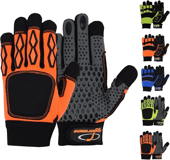 Men’s Heavy Duty Work Gloves Utility Mechanic Working Touchscreen Anti-Slip Palm & Knuckle Protection Safety Gloves