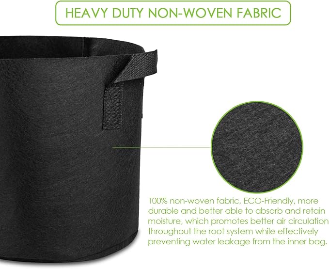 12-Pack 25 Gallon Grow Bags Heavy Duty Container Thickened Nonwoven Fabric Plant Pots with Handles