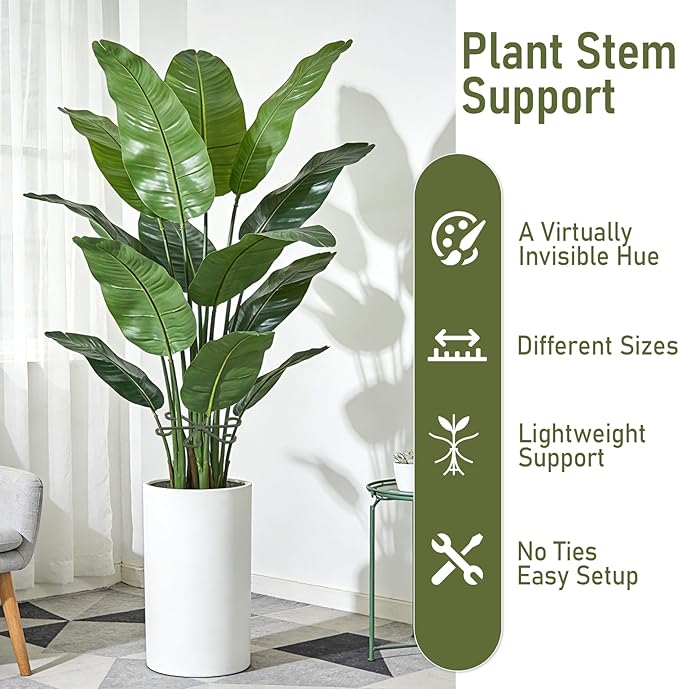 40PCS Forest Green Plant Stem Support, Invisible Stem Supports for Indoor Plants, Plastic Reusable Plant Support Clips, Indoor Plants Accessories