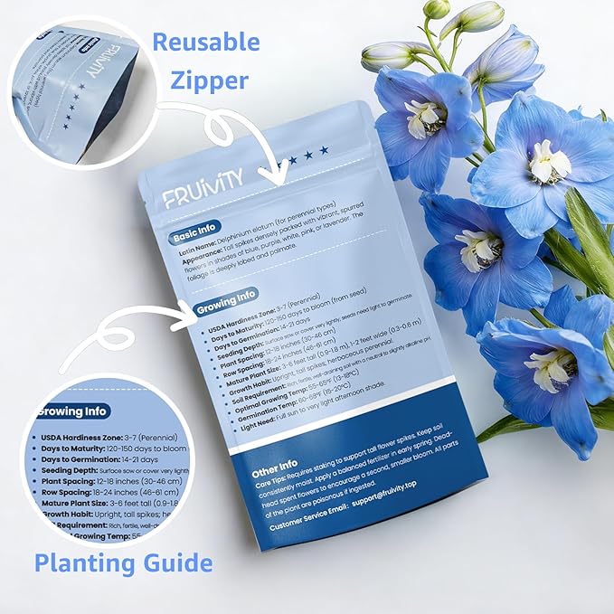 Delphinium Seeds 16000+ Mixed Color Larkspur Seeds for Planting Outdoors, Delphinium Plants Live 2026 Flower Seed to Plant Outside Non-GMO, Garden Wildflower (Delphinium)