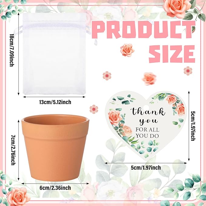 Ctosree 24 Sets Employee Appreciation Gifts Thank You for All You Do Seed Packets Include Seed Packets Flowerpot Thanks Tags Organza Bags for Coworker Teacher Nurse Staff Appreciation Gifts