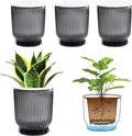 T4U 4.8 Inch Self Watering Plant Pot, 4 Pack Self Watering Pots, Self Watering Planter with Reservoir, Small Self Watering Pots for Indoor Plants, African Violets (4 Pack 4.8", Translucent Gray)