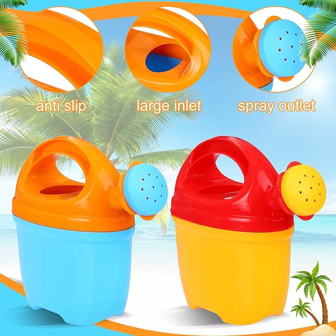 4 Packs Watering Can Garden Equipment Toy Sand Toys Interesting Plastic Watering Can Plant Garden Watering Can Toys Bath Toys for Girls and Boys Gardening Beach Tools, 3 Colors