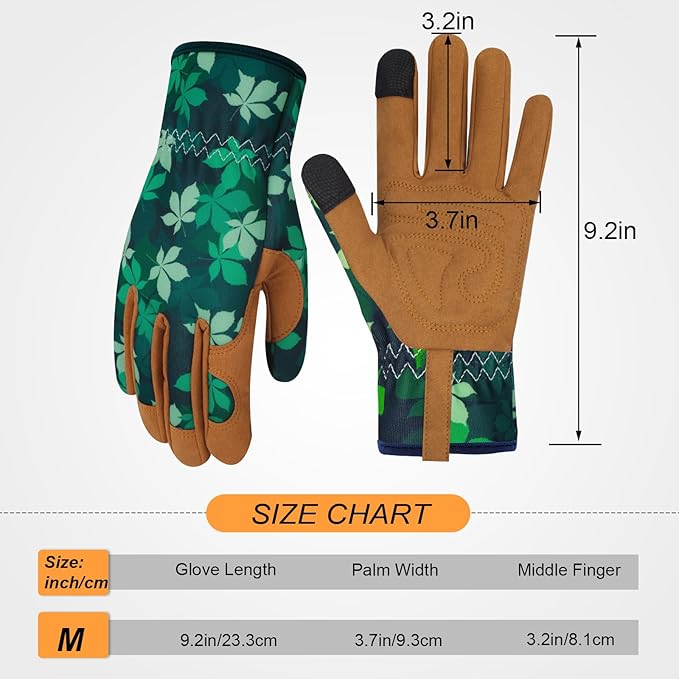 Leather Gardening Gloves for Women Thorn Proof Garden Gloves Touch Screen Working Gloves Gifts,M