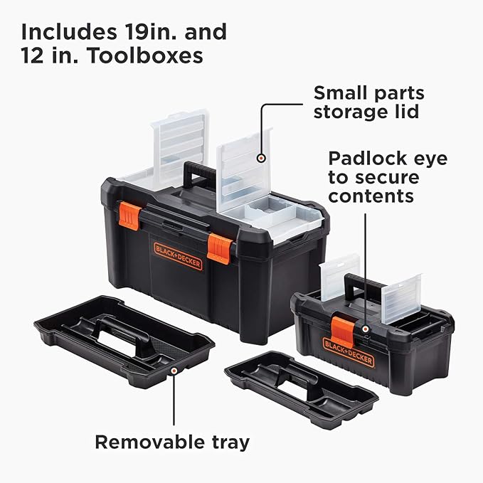 beyond by BLACK+DECKER Tool Box Bundle, 19-Inch & 12-Inch (BDST60129AEV)