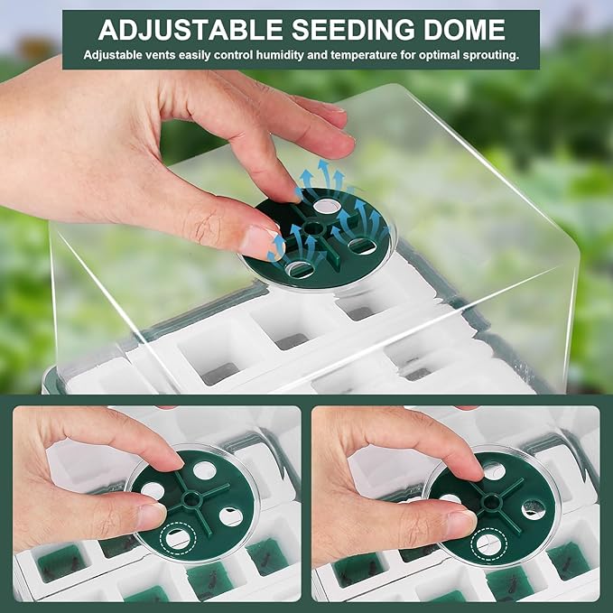 Sondiko Silicone Seed Starter Tray, 48-Cell Reusable Seed Starter Kit, Seedling Starter Trays with Humidity Dome, Mini Greenhouse Germination Kit, Perfect for Gardeners