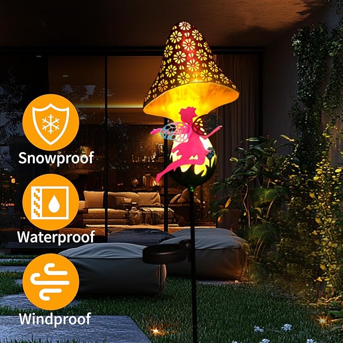 ZKLiLi Solar Lights Garden Decorations,Mushroom Fairy Light,Solar Warm LED Light for Pathway Lawn Patio Courtyard Gifts for Mom Grandma Women