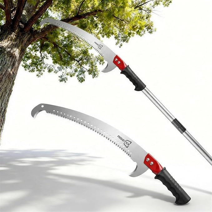 RISETEX Pole Saws for Tree Trimming 11.8 FT, Manual Pruning Saw with Manganese Steel Blade, Long Reach Branch Cutter Pole Pruner, Lightweight Tree Trimmer for Yard Garden Forestry