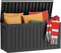 EasyUp 90 Gallon Outdoor Storage Box Waterproof, UV Resistant Resin Deck Box with Hydraulic Rod, Reinforced Stability for Patio, Garden, Striped Black