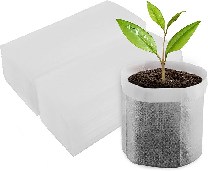 Nursery Grow Bags, 100 PCS Non-Woven Plants Grow Bags 7.8"x8.6", Solid Seed Starter Bags Fabric Seedling Pots Plants Pouch Home Garden Supply