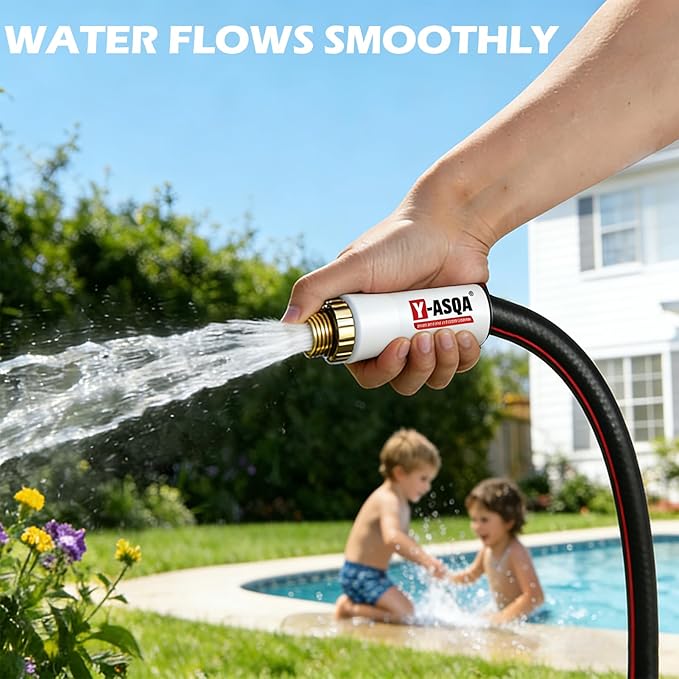 YASQA Heavy Duty Garden Hose 100 ft 5/8 Inch, Contractor's Leak Proof Durable No Kink Easy Coil Flexible Hose Black & water hose 100ft