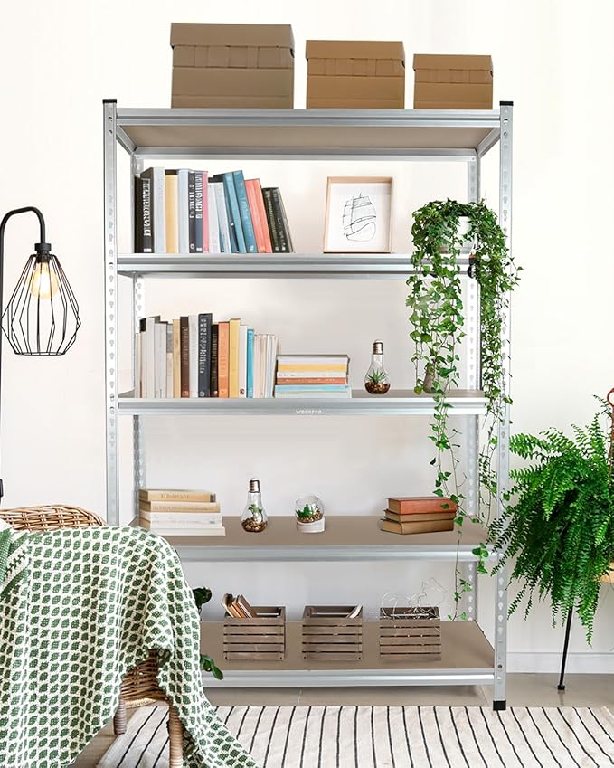 WORKPRO 5-Tier Storage Shelving Unit, 48”W x 24”D x 72”H, Adjustable Storage Rack Heavy Duty Aluminum Alloy Shelf, 2750 lbs Load Capacity (Total), for Garage, Kitchen, Bathroom, Warehouse