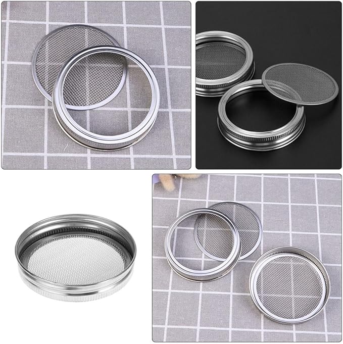 TOYANDONA 3pcs Stainless Steel Sprouting Jar Lids Mesh Seed Germination Covers for 70mm Wide Mouth Mason Jars Household Sprouting and Straining Kitchen Accessories