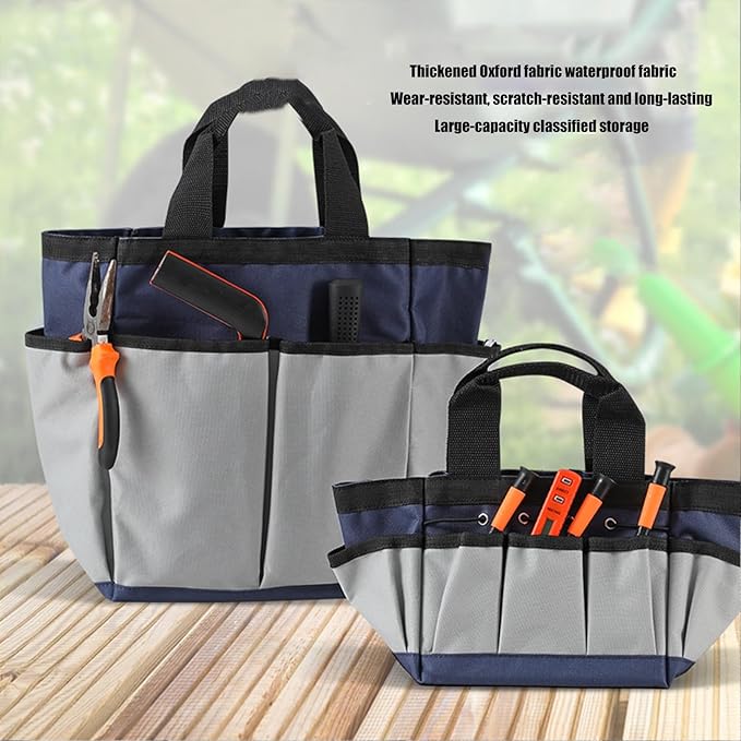 Multipurpose Garden Tool Storage Bag with Reinforced Handle Multiple Compartments Durability Cloth for Landscaping Use Multipockets Garden Tool Organizers