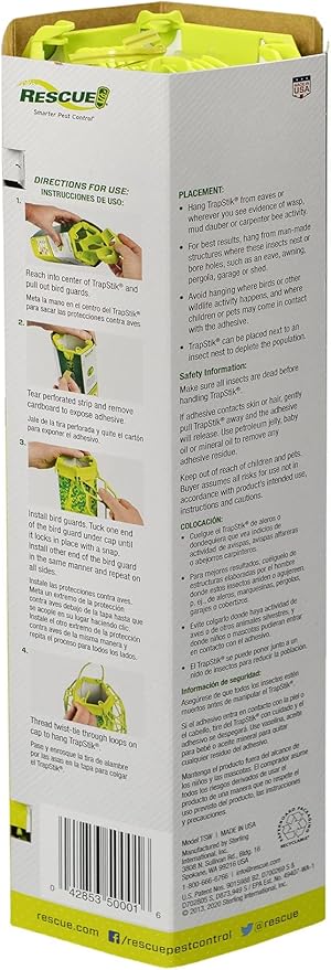 RESCUE! VisiLure® TrapStik for Wasps, Mud Daubers, Carpenter Bees – 3 Pack