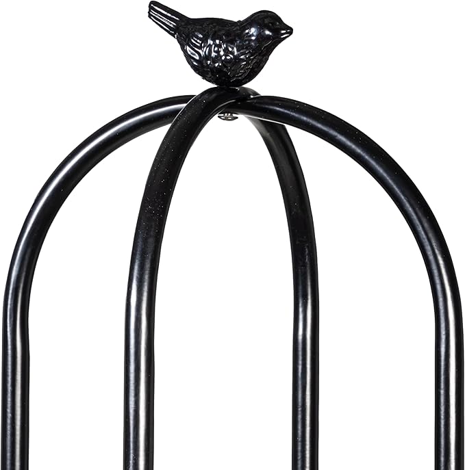 Evergreen Metal Garden Obelisk Trellis for Climbing Plants Outdoor Black | 7 Feet Adjustable | Indoor Plant Trellis for Potted Plants & Heavy Vines | Floral Pattern Arch Trellis
