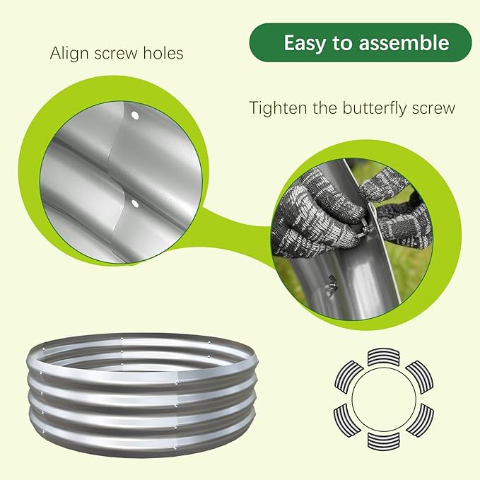 Galvanized Garden Bed Kit for Vegetables/Herbs/Flowers, Raised Planter Box, Outdoor, 2x2x1 Feet