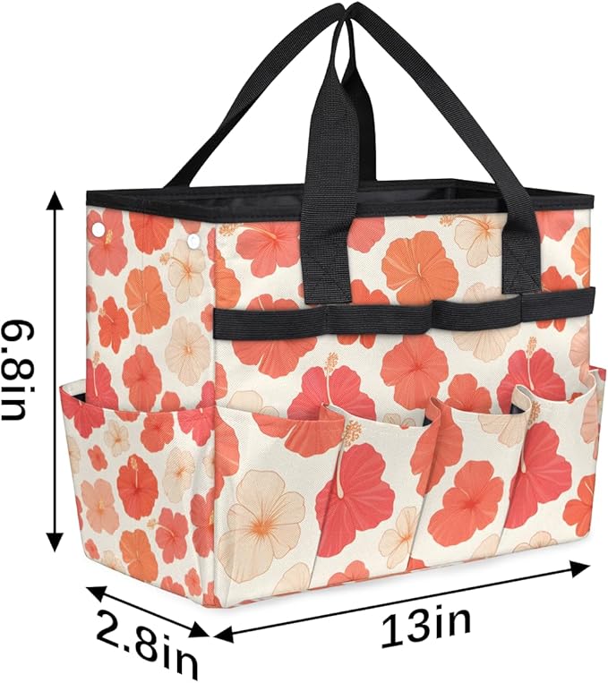 Garden Tote Bag with Pockets Flower Gardening Bags for Tools Organizer Heavy Duty Storage Bag with Handle for Lawn Yard Casual