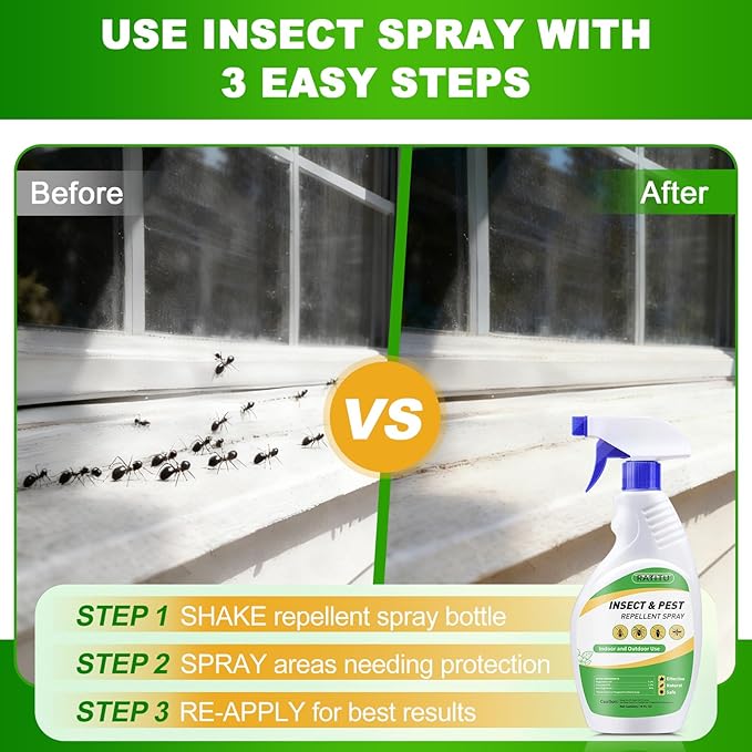 Peppermint Oil Insect and Pest Repellent Spray, 16 OZ Insect Repellent Spray for Ants, Spiders, Cockroaches, Mosquitoes, Indoor & Outdoor Bug Repellent for Insects, Pet & Human Safe Natural Formula